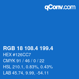 カラーコード: RGB 18 108.4 199.4 | qconv.com