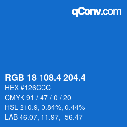 カラーコード: RGB 18 108.4 204.4 | qconv.com