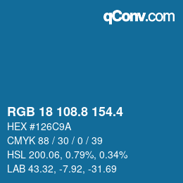 カラーコード: RGB 18 108.8 154.4 | qconv.com