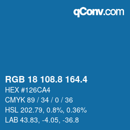 カラーコード: RGB 18 108.8 164.4 | qconv.com