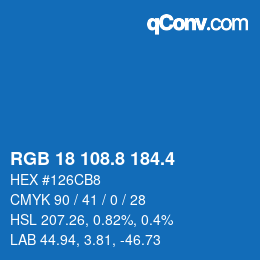 カラーコード: RGB 18 108.8 184.4 | qconv.com