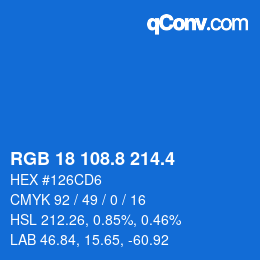 カラーコード: RGB 18 108.8 214.4 | qconv.com