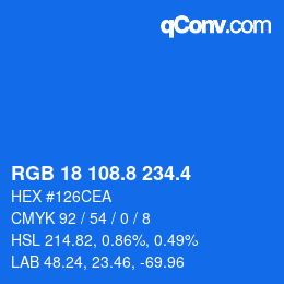カラーコード: RGB 18 108.8 234.4 | qconv.com