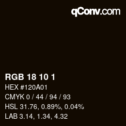 颜色代码: RGB 18 10 1 | qconv.com