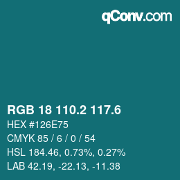 カラーコード: RGB 18 110.2 117.6 | qconv.com