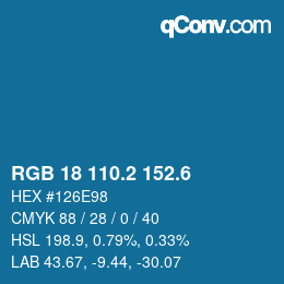 カラーコード: RGB 18 110.2 152.6 | qconv.com