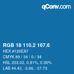 カラーコード: RGB 18 110.2 167.6 | qconv.com