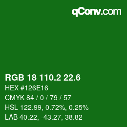 Color code: RGB 18 110.2 22.6 | qconv.com