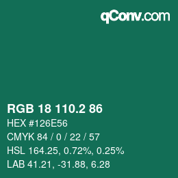 カラーコード: RGB 18 110.2 86 | qconv.com