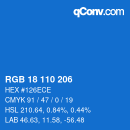 颜色代码: RGB 18 110 206 | qconv.com