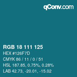 カラーコード: RGB 18 111 125 | qconv.com