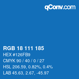 Color code: RGB 18 111 185 | qconv.com