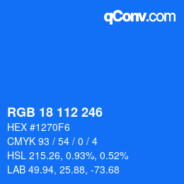 Color code: RGB 18 112 246 | qconv.com