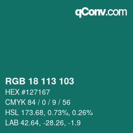Color code: RGB 18 113 103 | qconv.com