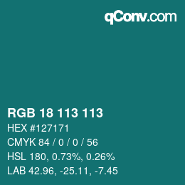 Color code: RGB 18 113 113 | qconv.com