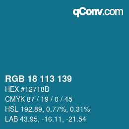 Color code: RGB 18 113 139 | qconv.com