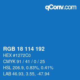颜色代码: RGB 18 114 192 | qconv.com