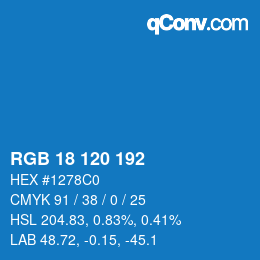 颜色代码: RGB 18 120 192 | qconv.com