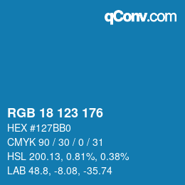 颜色代码: RGB 18 123 176 | qconv.com