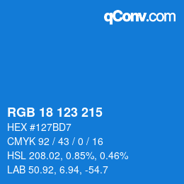 Color code: RGB 18 123 215 | qconv.com