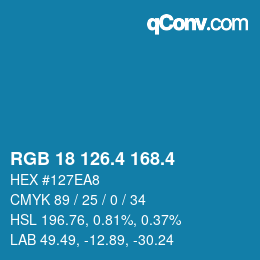 カラーコード: RGB 18 126.4 168.4 | qconv.com