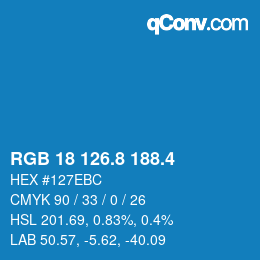 カラーコード: RGB 18 126.8 188.4 | qconv.com
