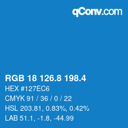 カラーコード: RGB 18 126.8 198.4 | qconv.com