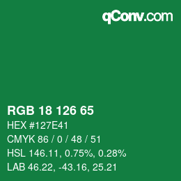 颜色代码: RGB 18 126 65 | qconv.com