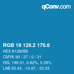 カラーコード: RGB 18 128.2 176.6 | qconv.com