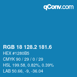 カラーコード: RGB 18 128.2 181.6 | qconv.com