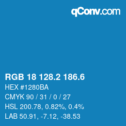 カラーコード: RGB 18 128.2 186.6 | qconv.com