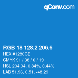 カラーコード: RGB 18 128.2 206.6 | qconv.com