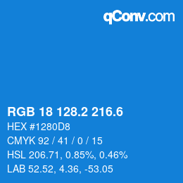 カラーコード: RGB 18 128.2 216.6 | qconv.com
