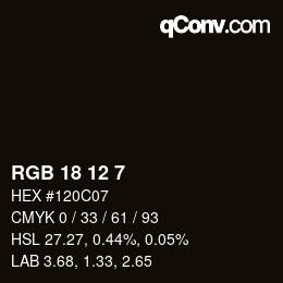 Farbcode: RGB 18 12 7 | qconv.com