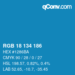 Color code: RGB 18 134 186 | qconv.com