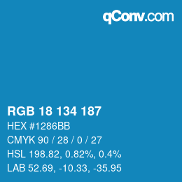 Color code: RGB 18 134 187 | qconv.com