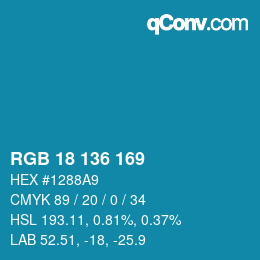 Color code: RGB 18 136 169 | qconv.com