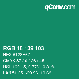 Color code: RGB 18 139 103 | qconv.com