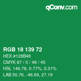 Color code: RGB 18 139 72 | qconv.com