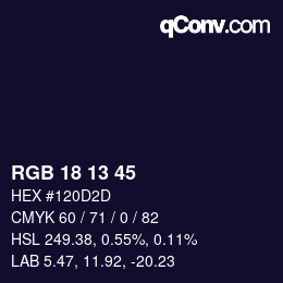 颜色代码: RGB 18 13 45 | qconv.com