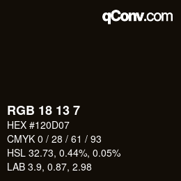 Farbcode: RGB 18 13 7 | qconv.com