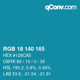 カラーコード: RGB 18 140 165 | qconv.com