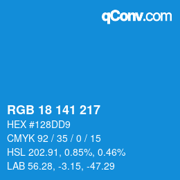 Color code: RGB 18 141 217 | qconv.com