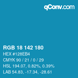 Color code: RGB 18 142 180 | qconv.com
