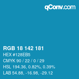 颜色代码: RGB 18 142 181 | qconv.com