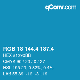 カラーコード: RGB 18 144.4 187.4 | qconv.com