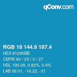 カラーコード: RGB 18 144.8 187.4 | qconv.com