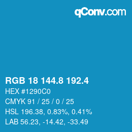カラーコード: RGB 18 144.8 192.4 | qconv.com