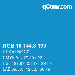 カラーコード: RGB 18 144.8 199 | qconv.com