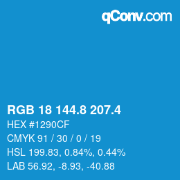 カラーコード: RGB 18 144.8 207.4 | qconv.com
